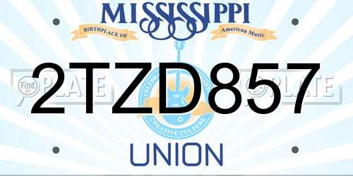 2TZD857 Mississippi License Plate