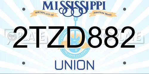 2TZD882 Mississippi License Plate