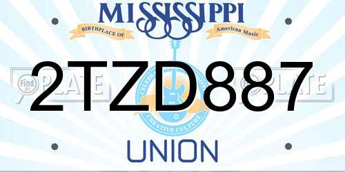2TZD887 Mississippi License Plate