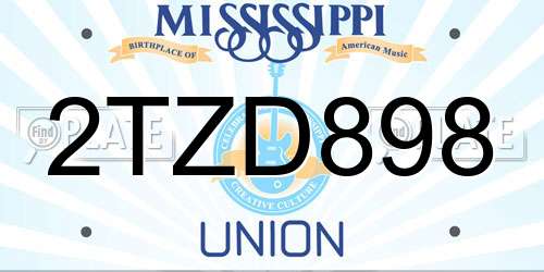 2TZD898 Mississippi License Plate