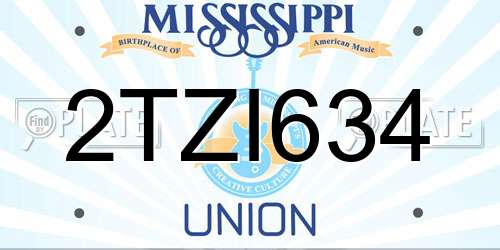 2TZI634 Mississippi License Plate