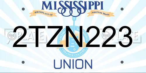 2TZN223 Mississippi License Plate
