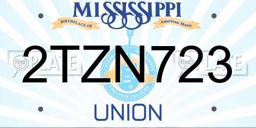 2TZN723 Mississippi License Plate