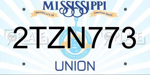 2TZN773 Mississippi License Plate