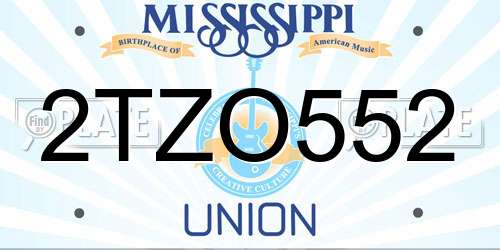 2TZO552 Mississippi License Plate