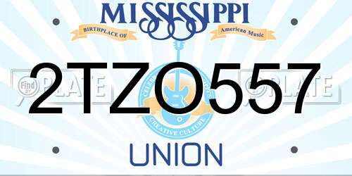 2TZO557 Mississippi License Plate
