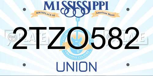 2TZO582 Mississippi License Plate