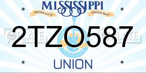 2TZO587 Mississippi License Plate