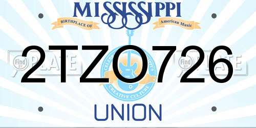 2TZO726 Mississippi License Plate