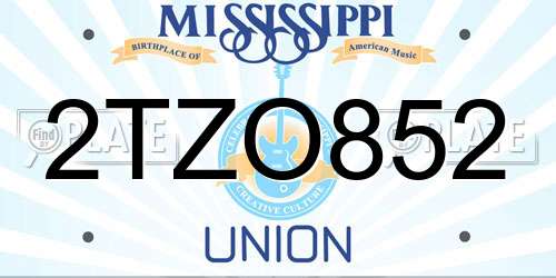 2TZO852 Mississippi License Plate