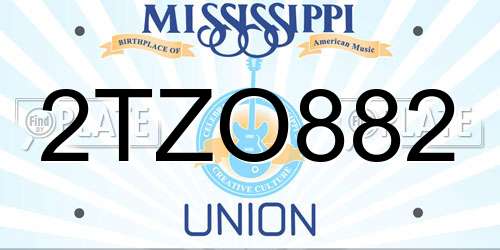 2TZO882 Mississippi License Plate