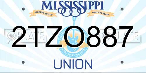 2TZO887 Mississippi License Plate