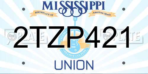 2TZP421 Mississippi License Plate