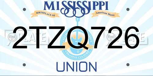 2TZQ726 Mississippi License Plate