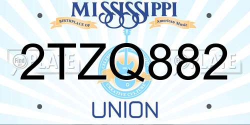2TZQ882 Mississippi License Plate