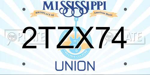 2TZX74 Mississippi License Plate