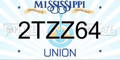 2TZZ64 Mississippi License Plate