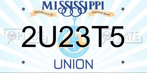 2U23T5 Mississippi License Plate