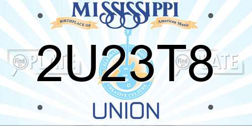 2U23T8 Mississippi License Plate