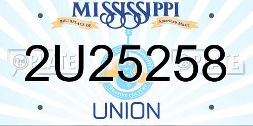 2U25258 Mississippi License Plate