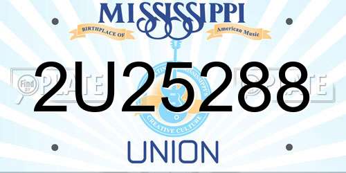 2U25288 Mississippi License Plate