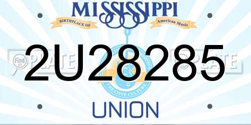 2U28285 Mississippi License Plate