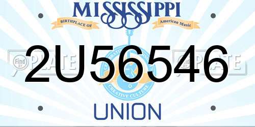 2U56546 Mississippi License Plate