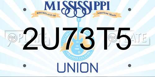 2U73T5 Mississippi License Plate