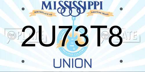 2U73T8 Mississippi License Plate