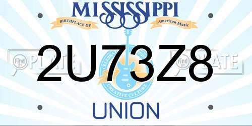 2U73Z8 Mississippi License Plate