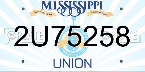 2U75258 Mississippi License Plate
