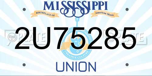 2U75285 Mississippi License Plate