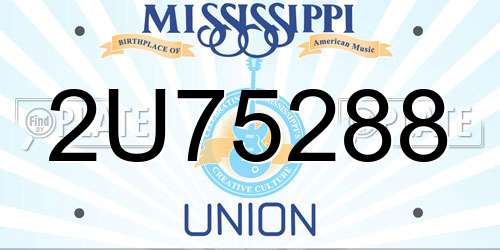 2U75288 Mississippi License Plate