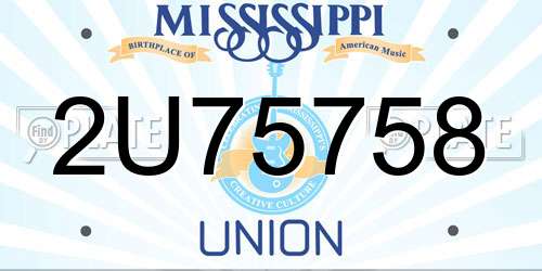 2U75758 Mississippi License Plate