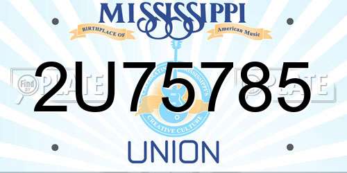 2U75785 Mississippi License Plate