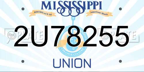 2U78255 Mississippi License Plate