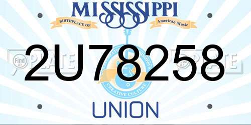 2U78258 Mississippi License Plate