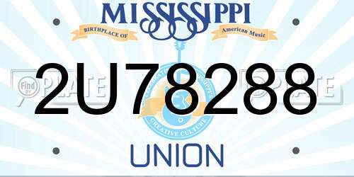 2U78288 Mississippi License Plate