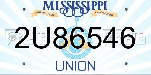 2U86546 Mississippi License Plate