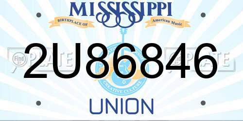 2U86846 Mississippi License Plate