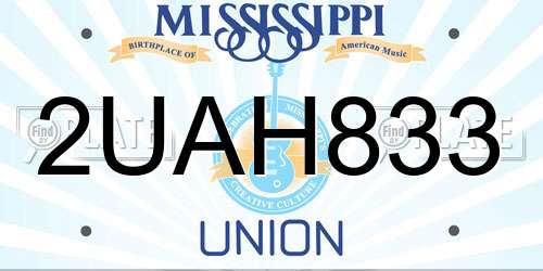 2UAH833 Mississippi License Plate