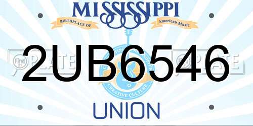 2UB6546 Mississippi License Plate