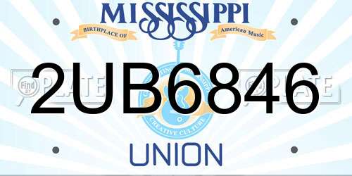 2UB6846 Mississippi License Plate