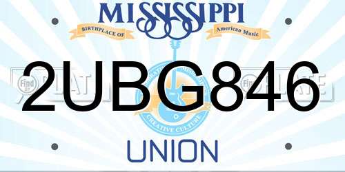 2UBG846 Mississippi License Plate
