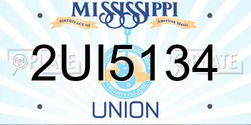 2UI5134 Mississippi License Plate