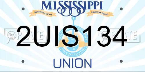 2UIS134 Mississippi License Plate