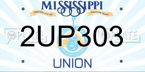 2UP303 Mississippi License Plate