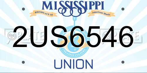 2US6546 Mississippi License Plate