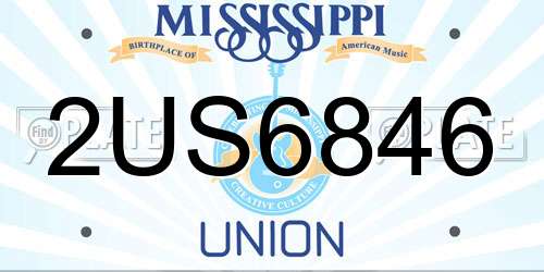 2US6846 Mississippi License Plate