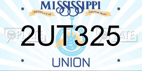 2UT325 Mississippi License Plate